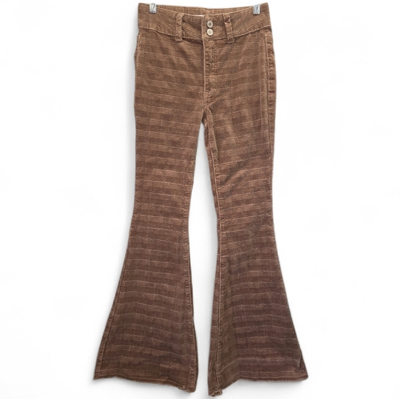 KanCan Denim - KanCan Signature Brown Corduroy Flare Pants Size 26 High Rise Stretch Boho Retro